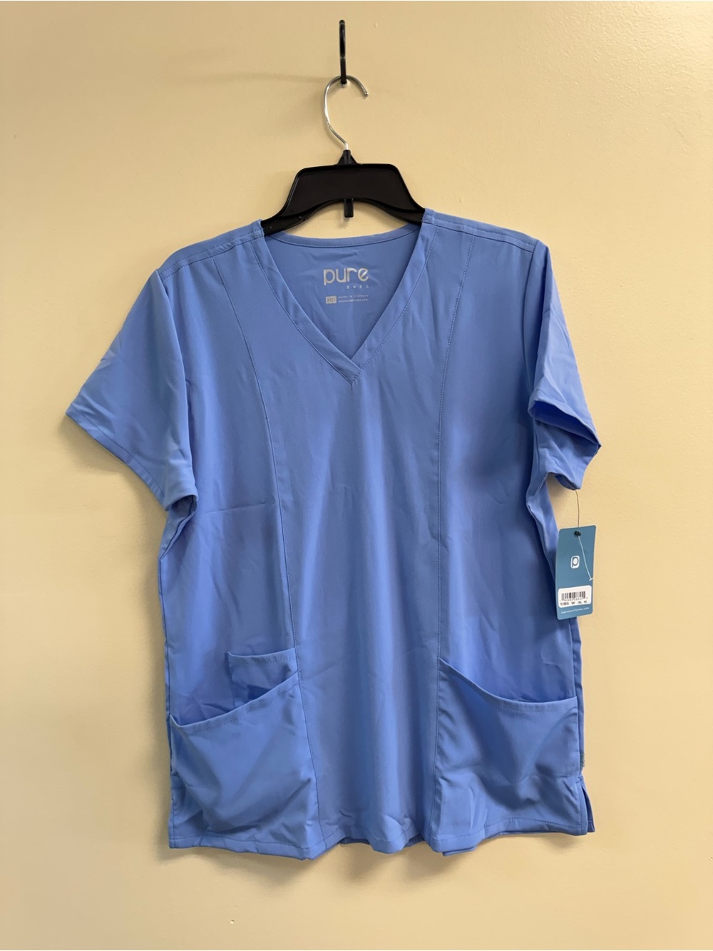 Maevn Pure Soft Women’s V-Neck Short Sleeve Scrub Top — Ceil Blue